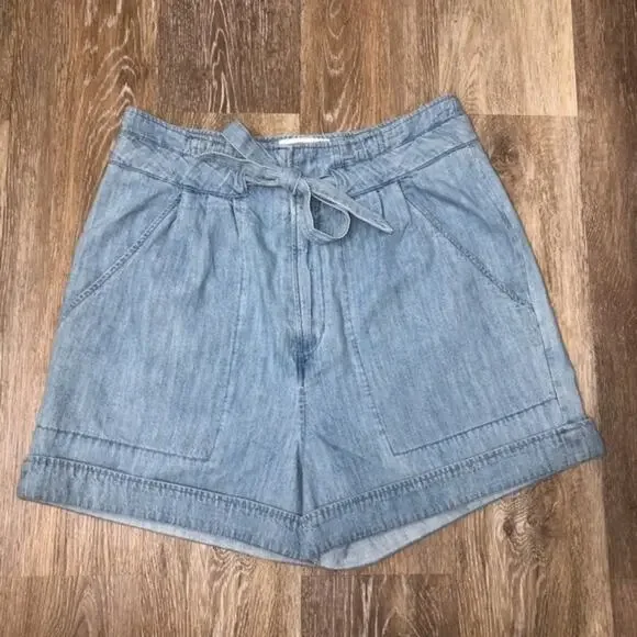 Isabel Marant Etoile Marius Light Blue Cotton Tie Waist Utility Shorts 38 NWOT - Picture 4 of 9